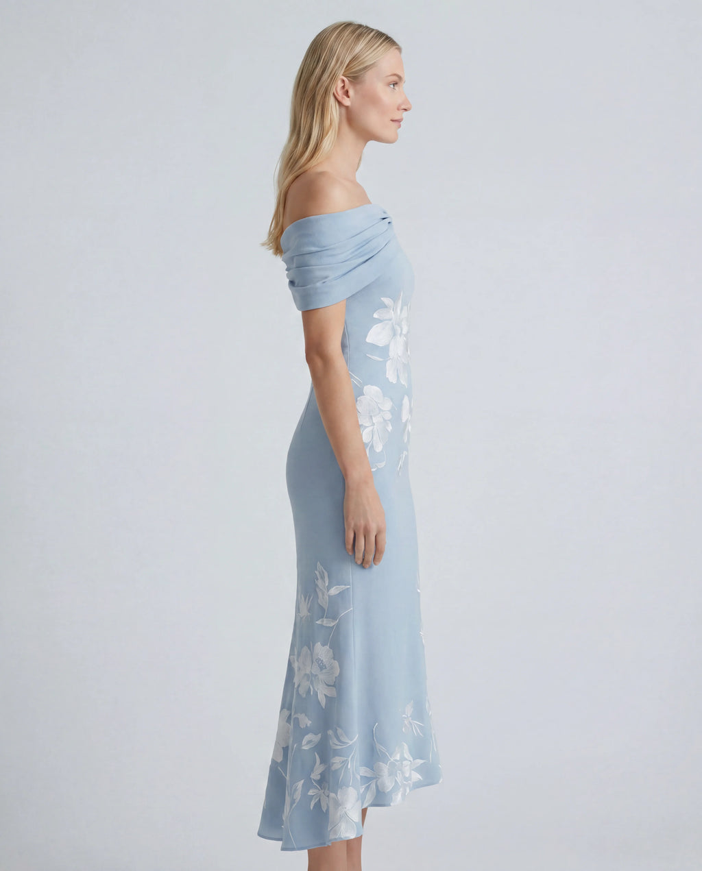 All-over lace mini dress - blue side