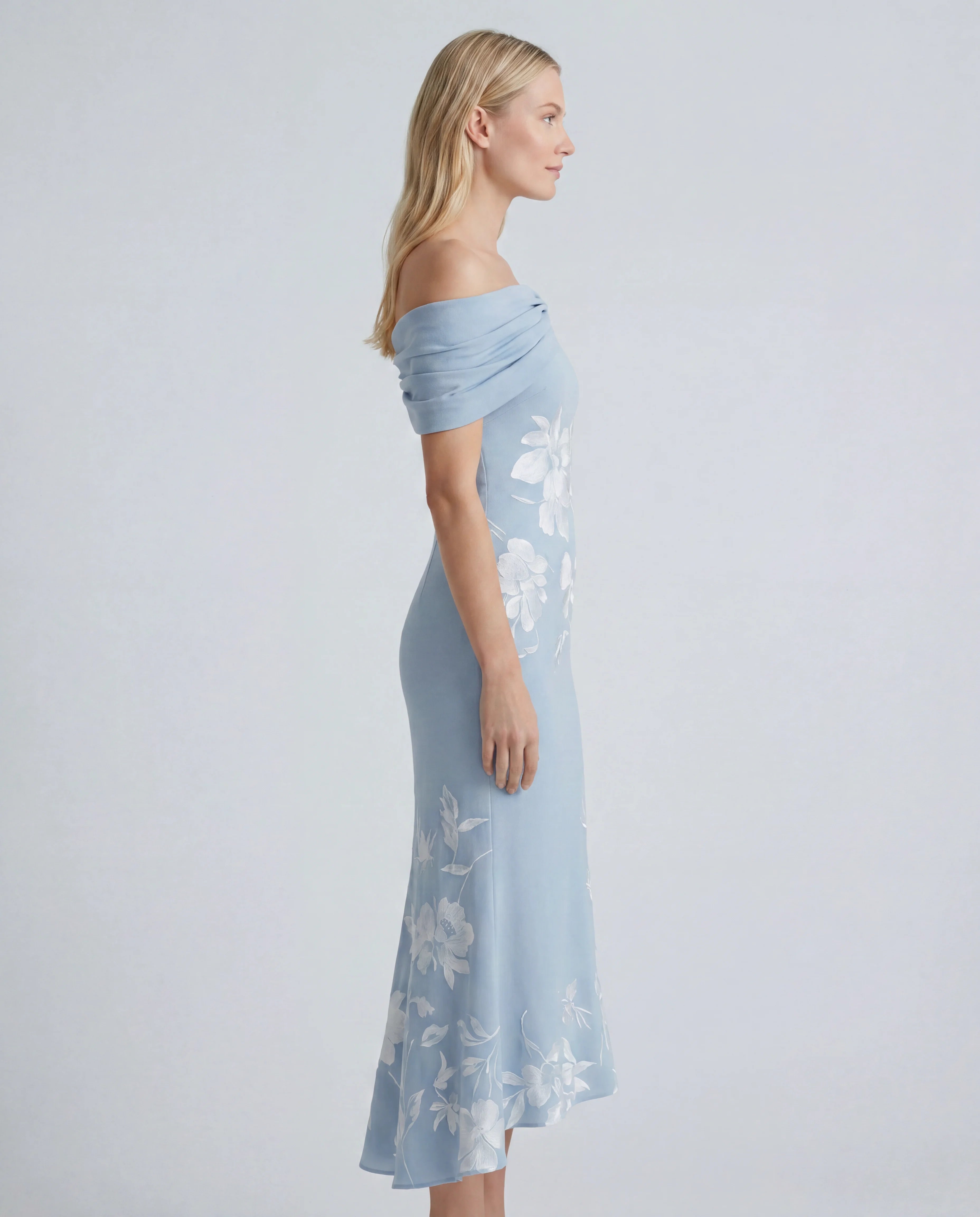 All-over lace mini dress - blue side