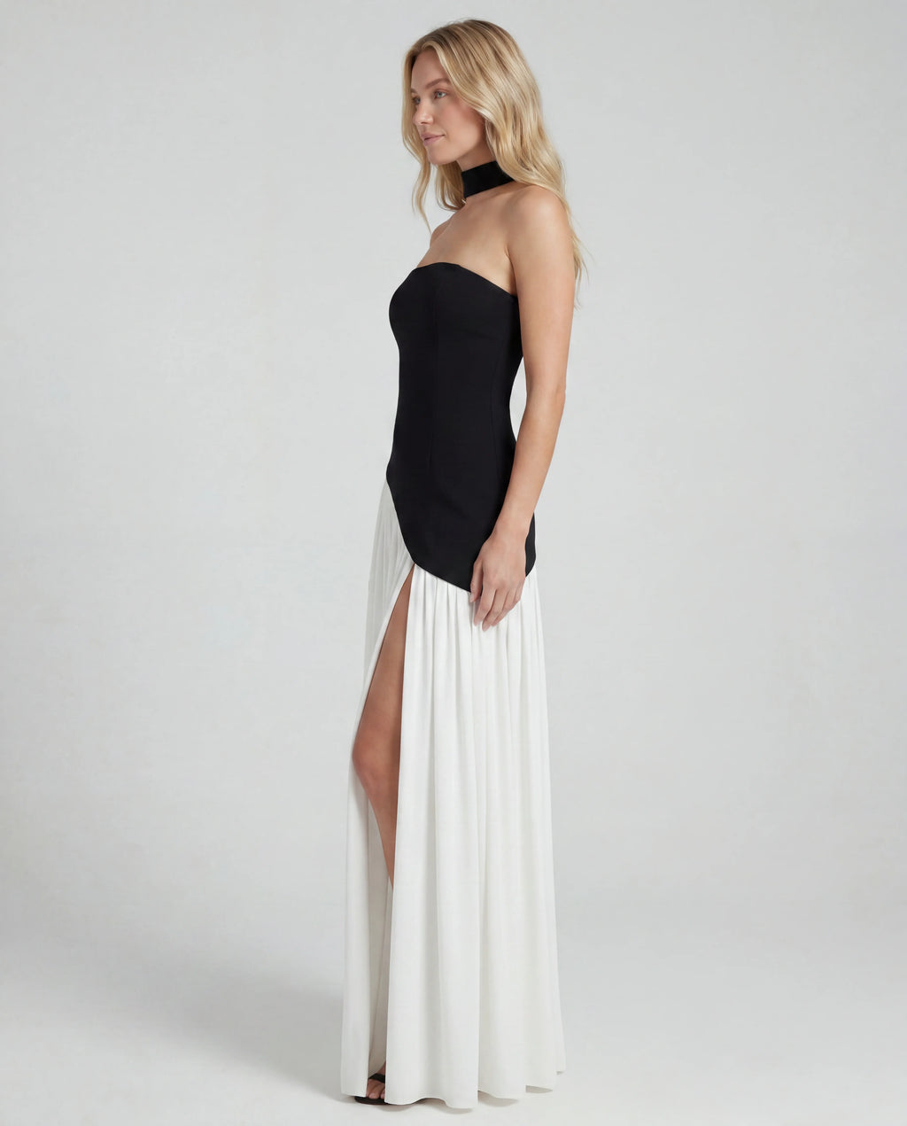 Strapless layered mini dress - black side
