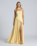 Strapless layered mini dress - yellow front