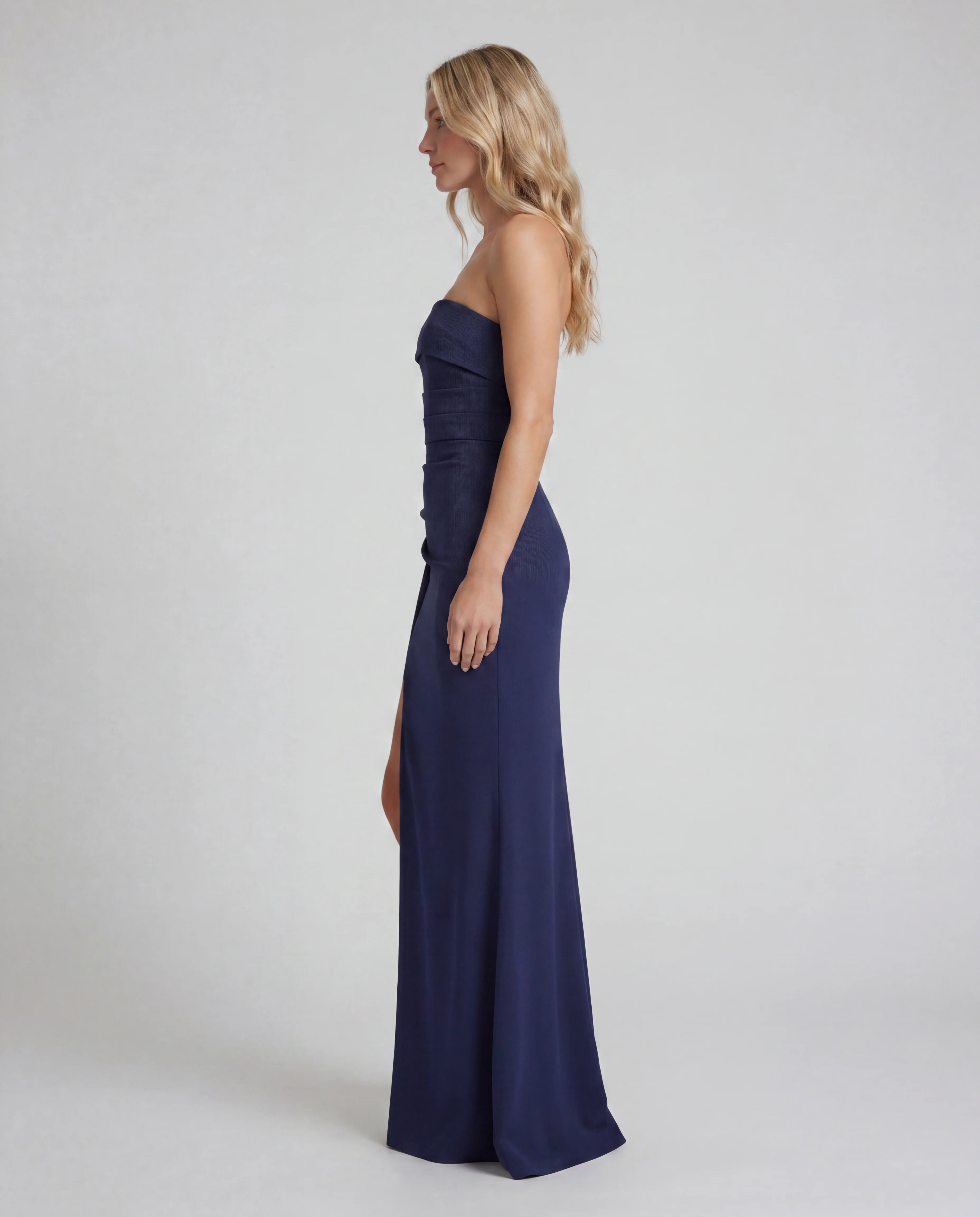 All-over lace sweetheart maxi slip dress - navy side