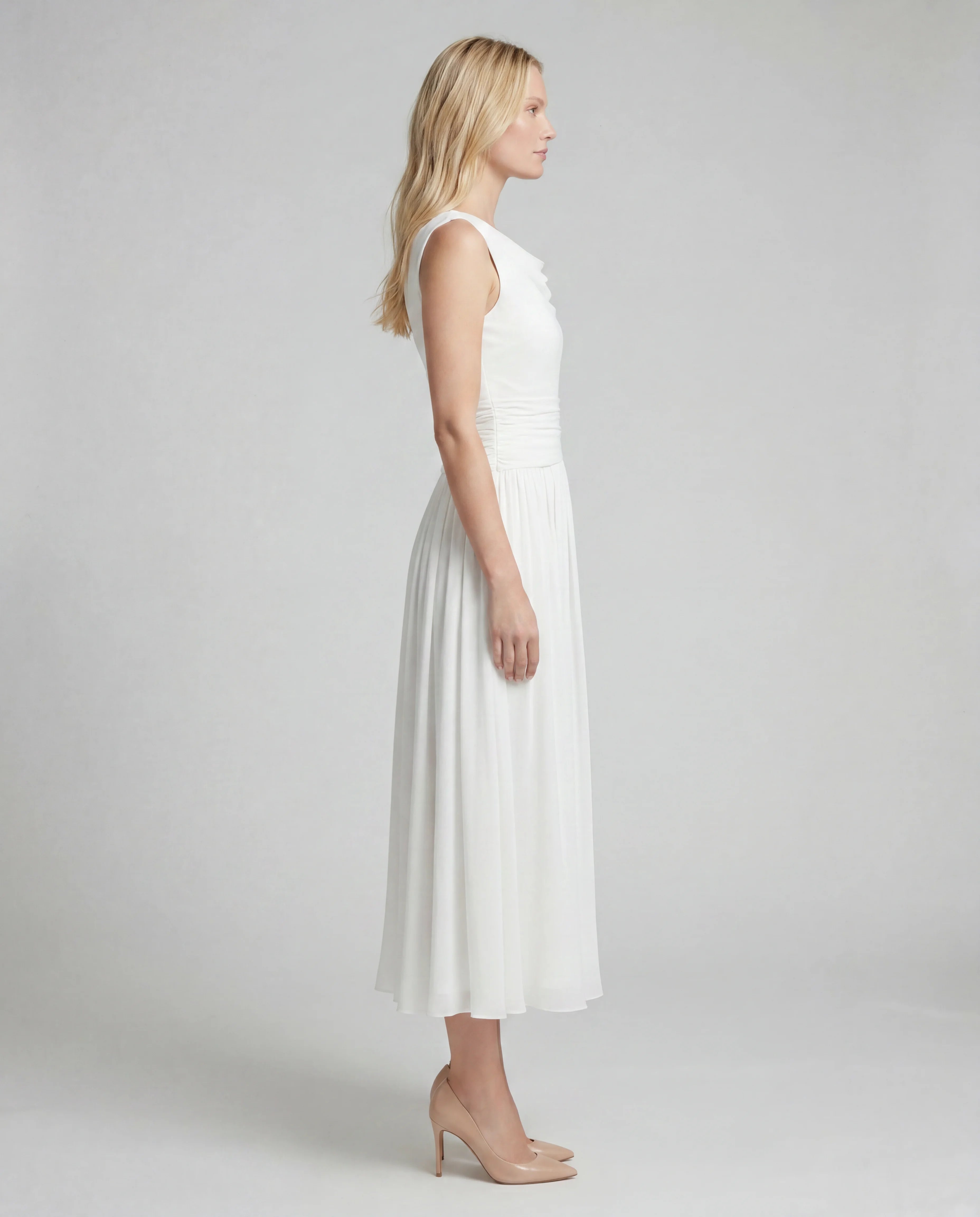 Chiffon sweetheart maxi slip dress - white side