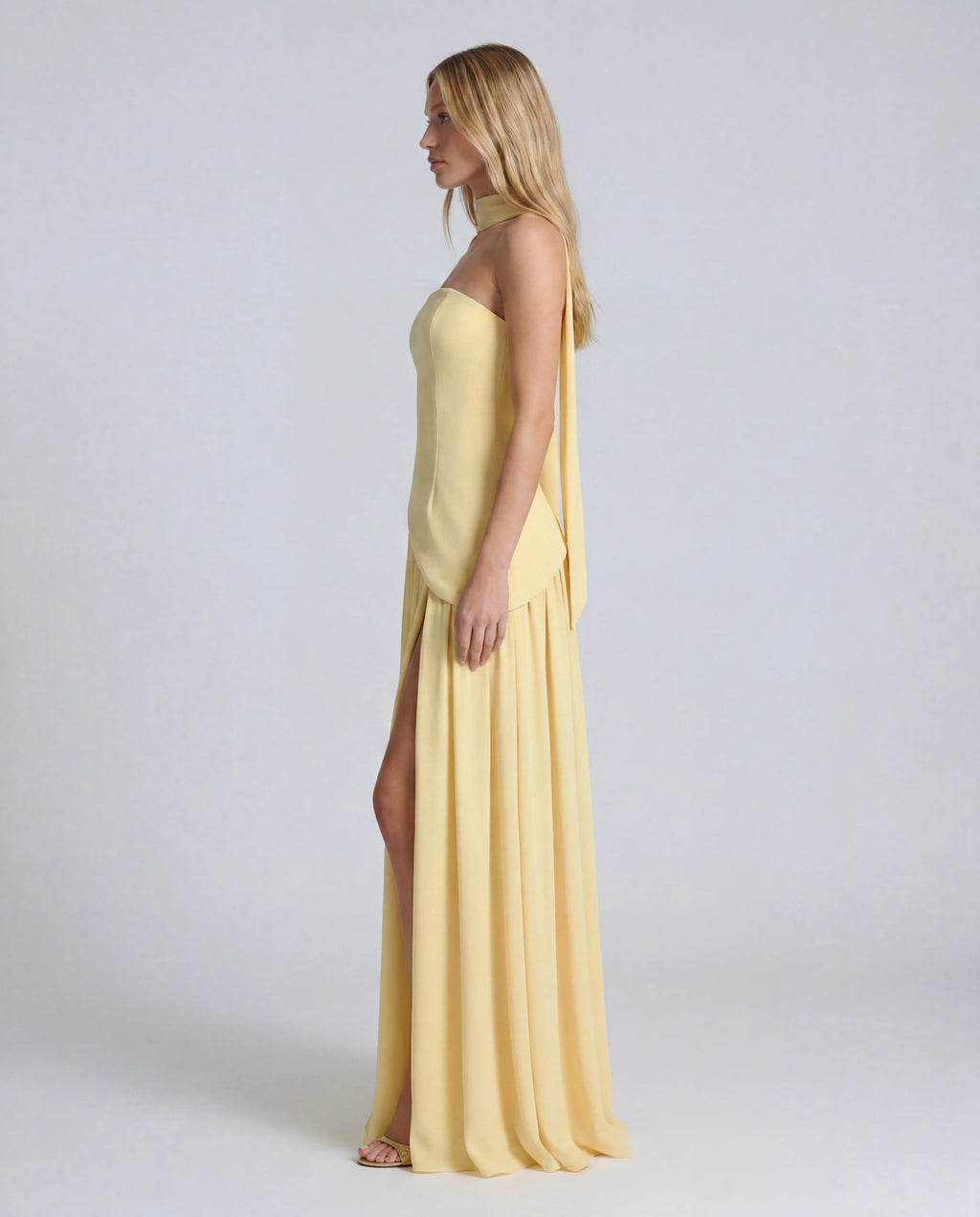 Strapless layered mini dress - yellow side