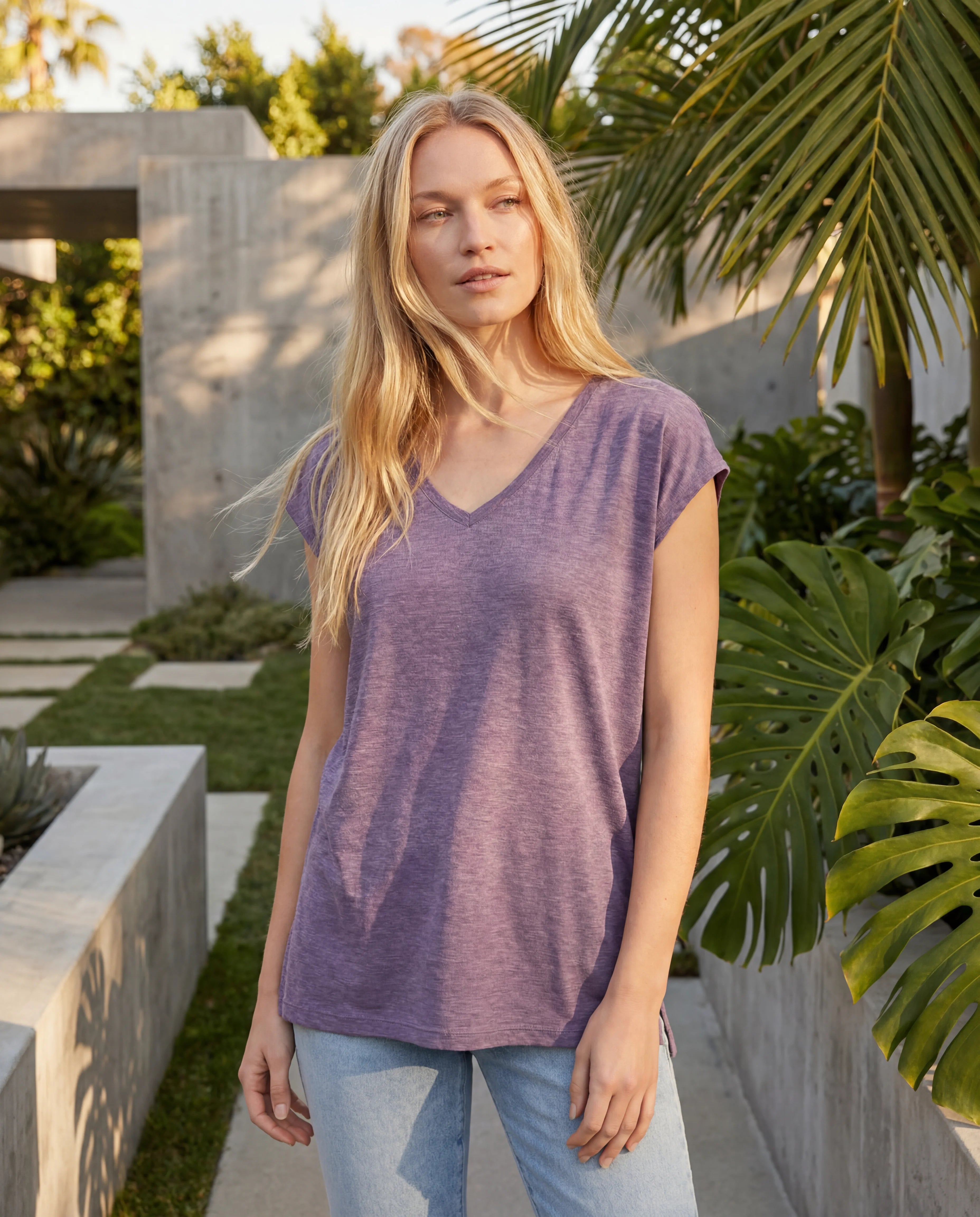 Cotton jersey top - purple lifestyle
