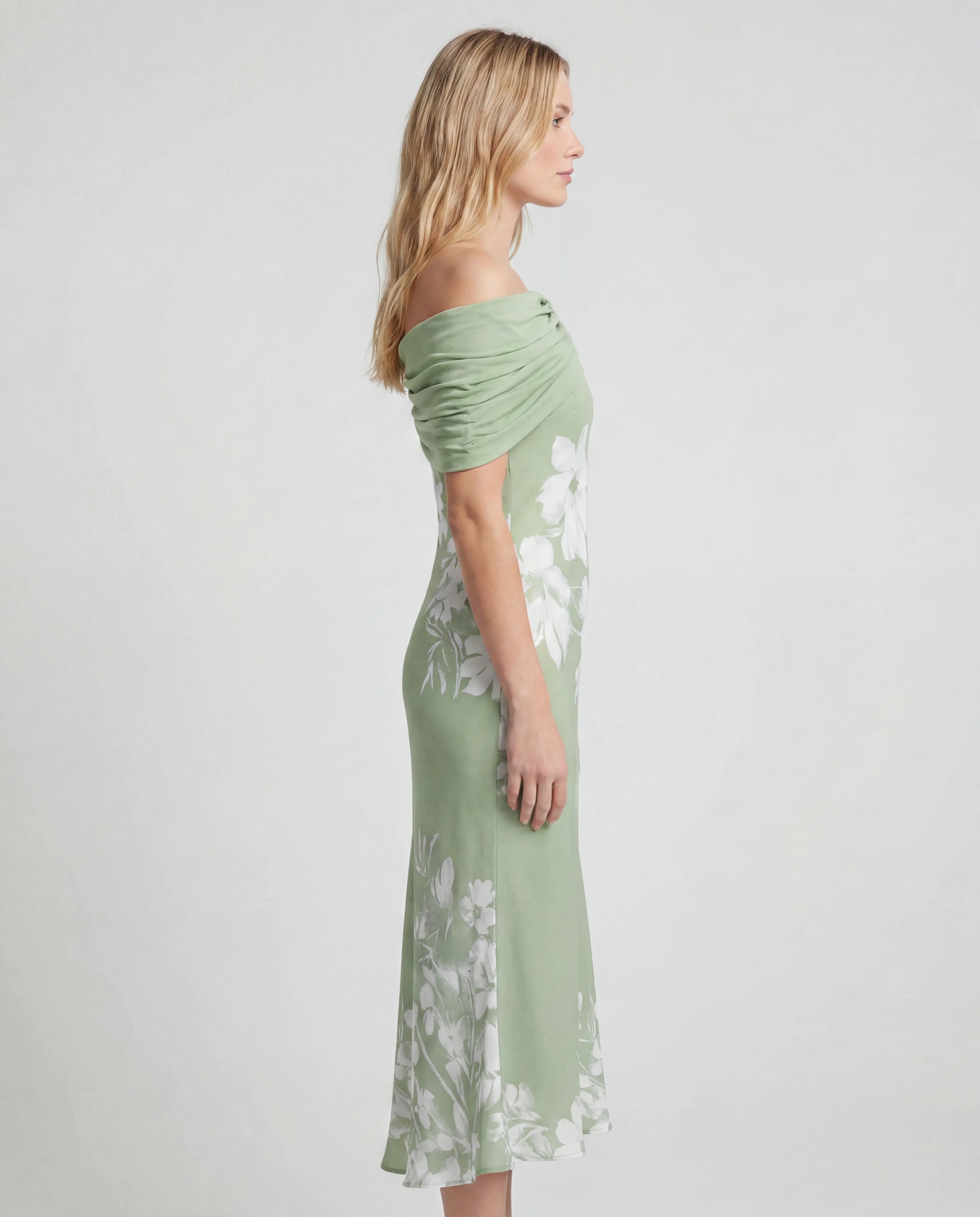 All-over lace mini dress - green side