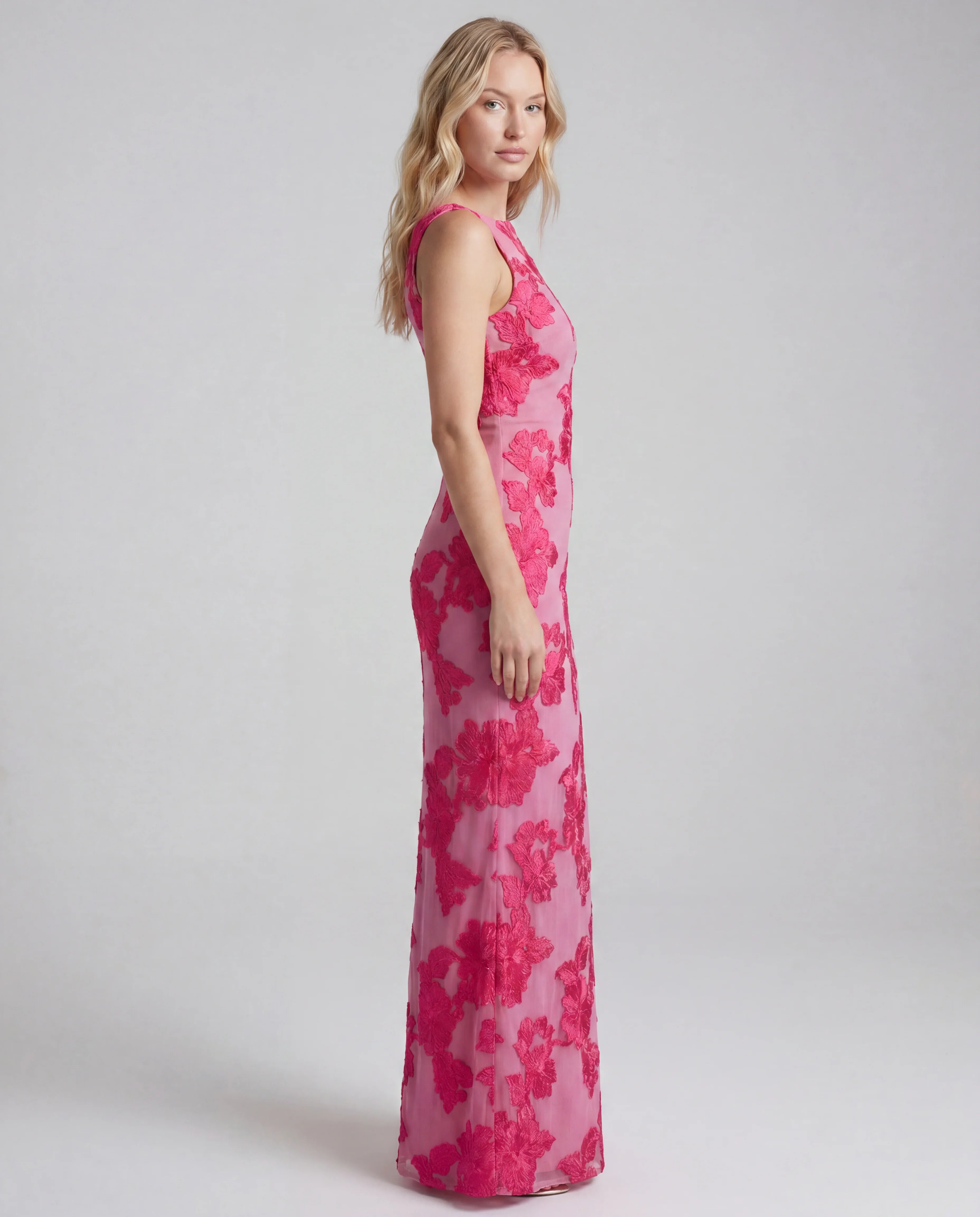 Floral bodycon maxi dress - pink side
