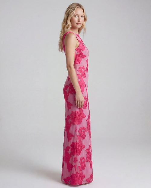 Floral bodycon maxi dress - pink side