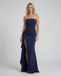 Navy all-over lace sweetheart wedding guest maxi slip dress