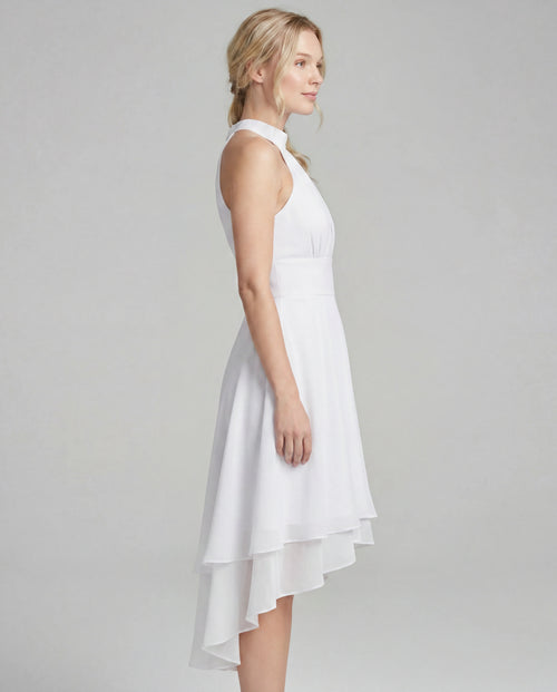 Chiffon halter midi dress - white side