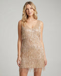 V Neck Sleeveless Sequin Fringe Mini Dress